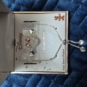 Disney Minnie Mouse Fine Silver Plated Bolo Adjustable Bracelet, New With Tags
